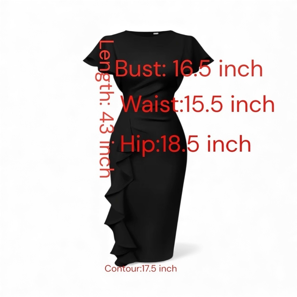 Chic Black Ruffle Midi Dress. Sz/L /NWOT - Picture 6 of 9